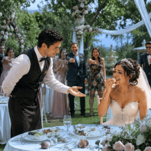 La novia plantada se comió todo el banquete de bodas ella sola… “¿Me concedes este baile?”, le preguntó el camarero.