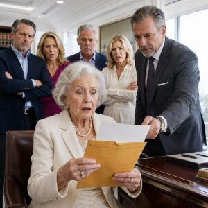 Después de 69 años de matrimonio, mi esposo no me dejó absolutamente nada en su testamento. Ni la casa, ni una cuenta, ni siquiera un objeto con valor sentimental. Mientras mis hijos me miraban como si yo hubiera hecho algo imperdonable, el abogado esperó a que todos salieran y puso un sobre en mis manos. La primera línea hizo que se me helaran las manos.