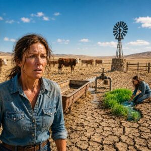 Llevaban 3 días sin agua cuando el vecino le advirtió: “Véndeme el rancho o tendrás que ver morir a tu ganado”. Ella se negó. Unas horas después, su hija de 12 años se arrodilló junto al viejo molino y susurró: “Mamá… aquí la tierra está fría”
