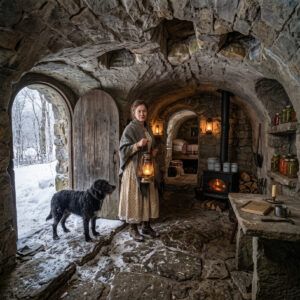 Buscando leña, una viuda encontró un refugio oculto bajo una colina — Cuando llegó la gran tormenta, descubrió su verdadero valor.